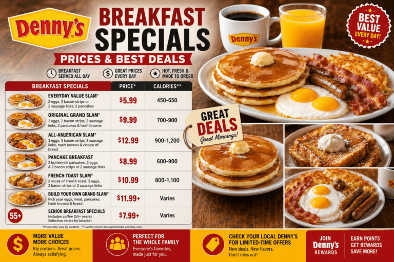 Dennys Breakfast Specials Prices & Best Deals