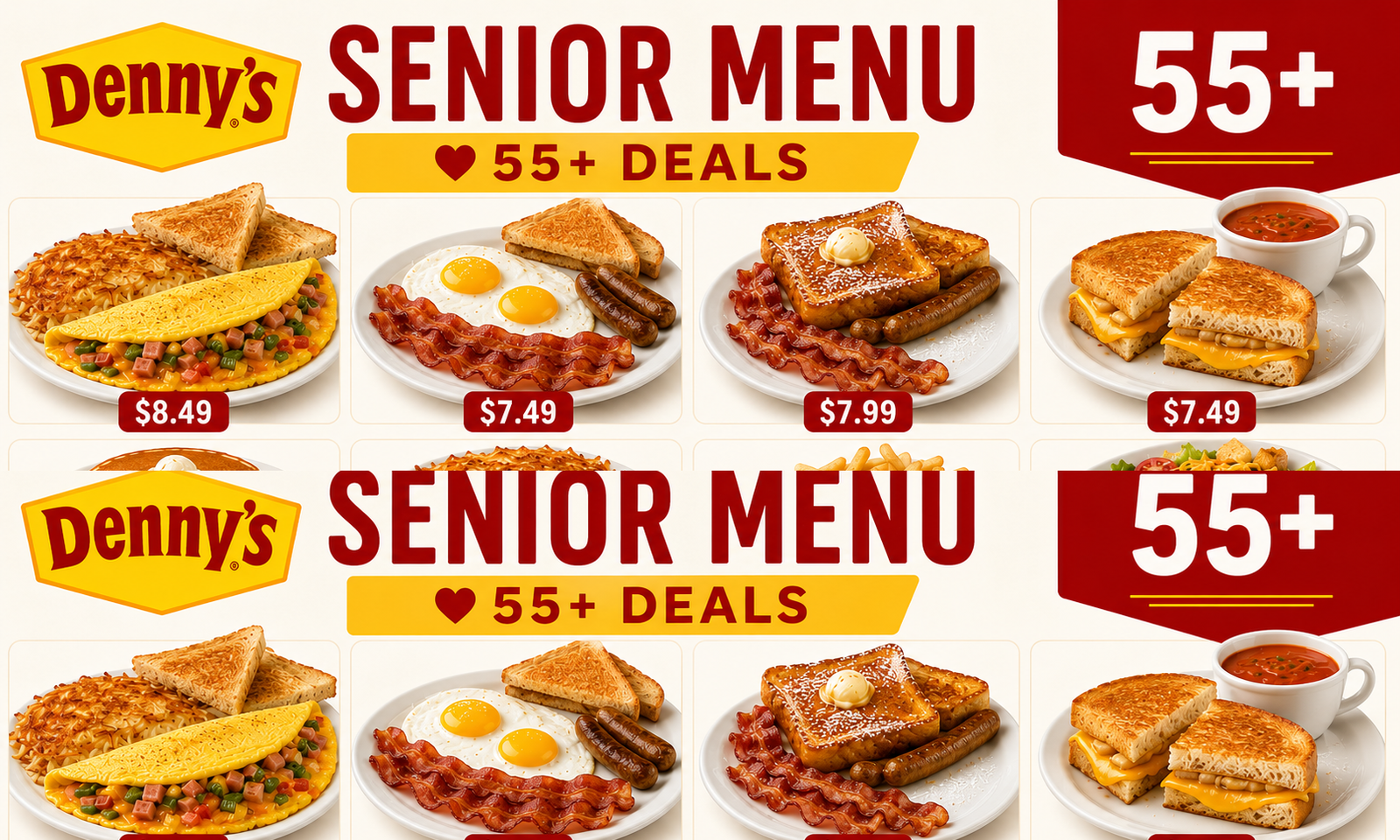 Denny's Senior Menu With Prices 55+ Deals 2026